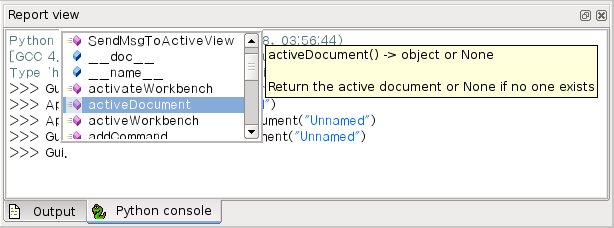 The FreeCAD class browser