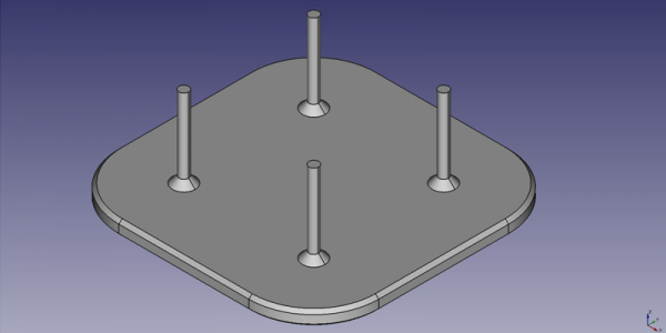 Support pour tête de brosse à dents (v0.16 et +) Plusieurs fonctionnalités utilisées: contraintes d'esquisse, de distance et de coïncidence, protrusion, références externes, congé, chanfrein, motif linéaire et dessin.