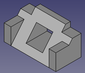 Tutoriel d'introduction PartDesign (v0.17) Modélisation d'une pièce simple à l'aide de la méthode d'édition des caractéristiques : créer une esquisse, fonction protrusion, des références externes, cavité et un miroir.